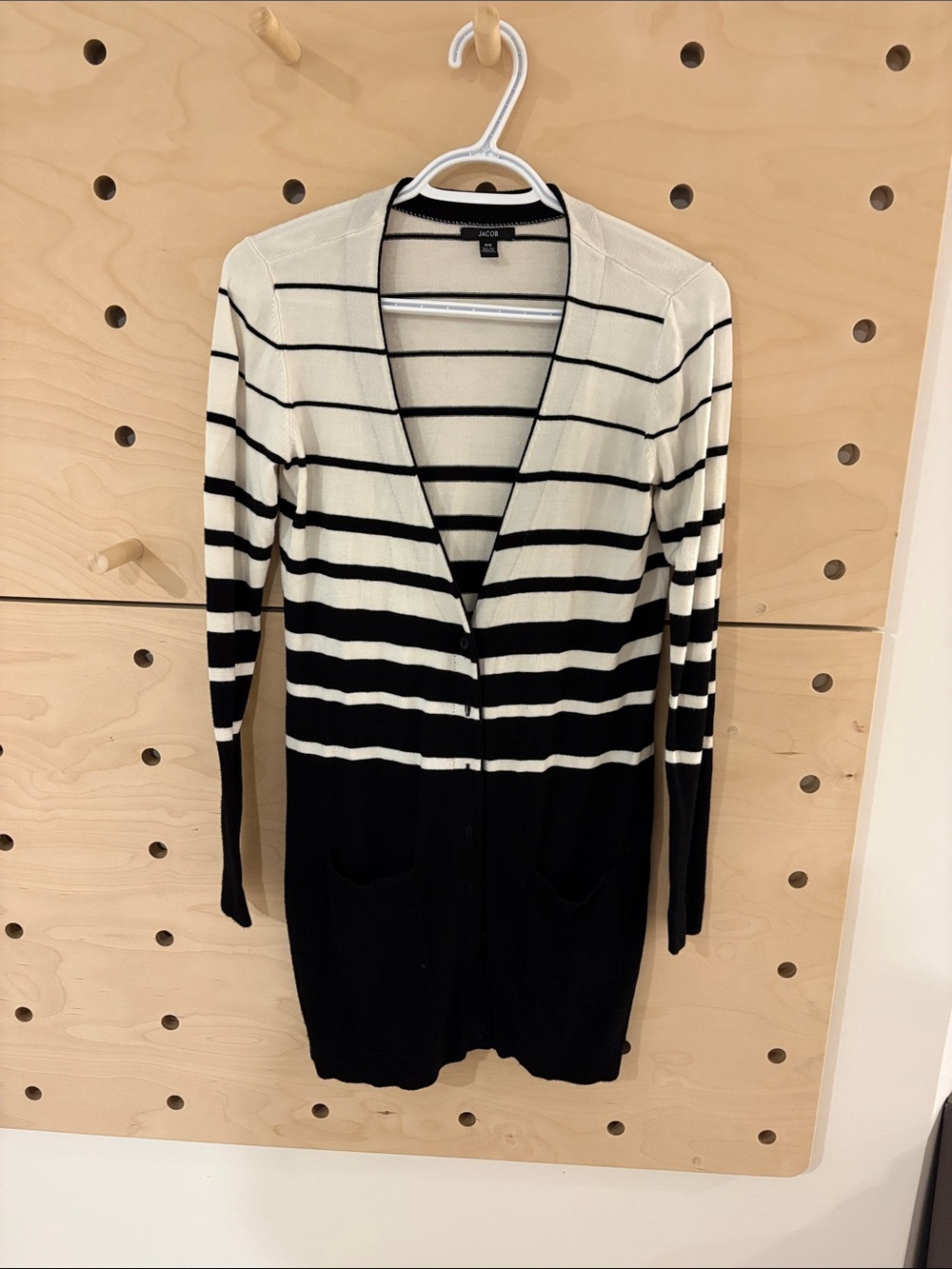 Jacob Black & Cream Striped Long Cardigan